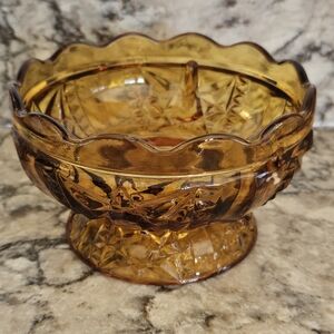 Amber Pressed Glass Fairy Lamp Base